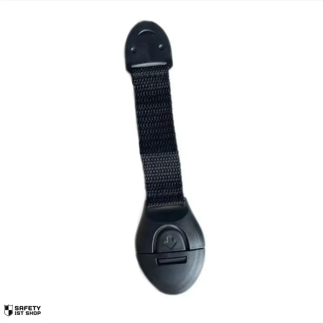 Single black baby safety latch for furniture - minimalist childproofing solution