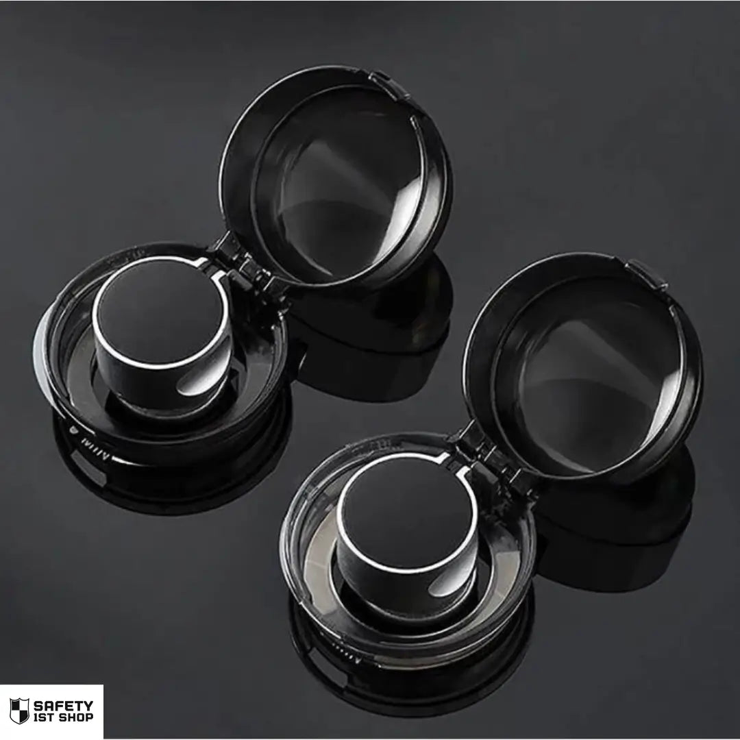 Black safety knob covers on luxury gas cooktop – sleek design meets purpose