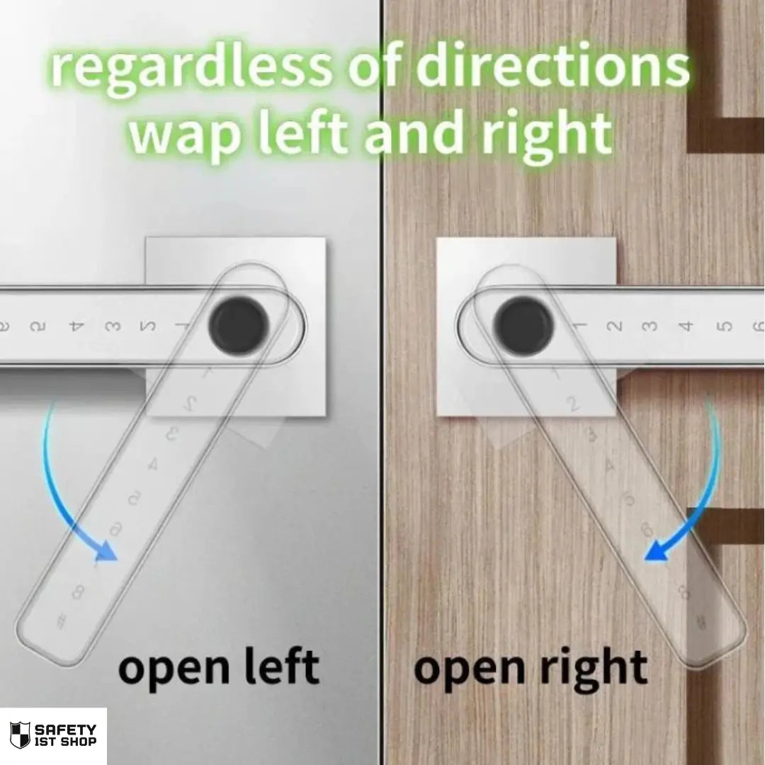 Silver smart lock compatible with both left and right door opening directions