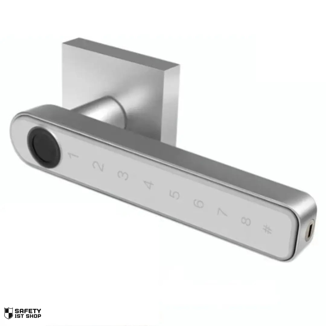 Silver TTlock smart lock without extra features on white background