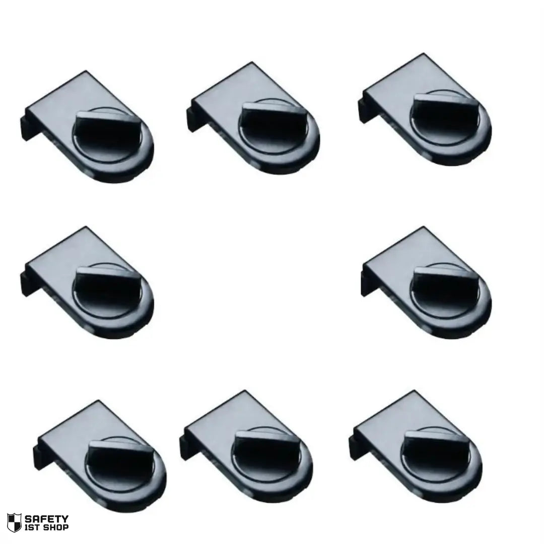 Single-piece black window safety lock for secure home use, shown on a clean white background – designed to prevent unauthorized access and protect children.