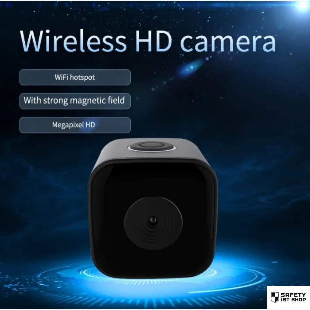 Wireless HD mini action camera with WiFi hotspot, magnetic base, and megapixel HD clarity, showcased in a futuristic galaxy-style design