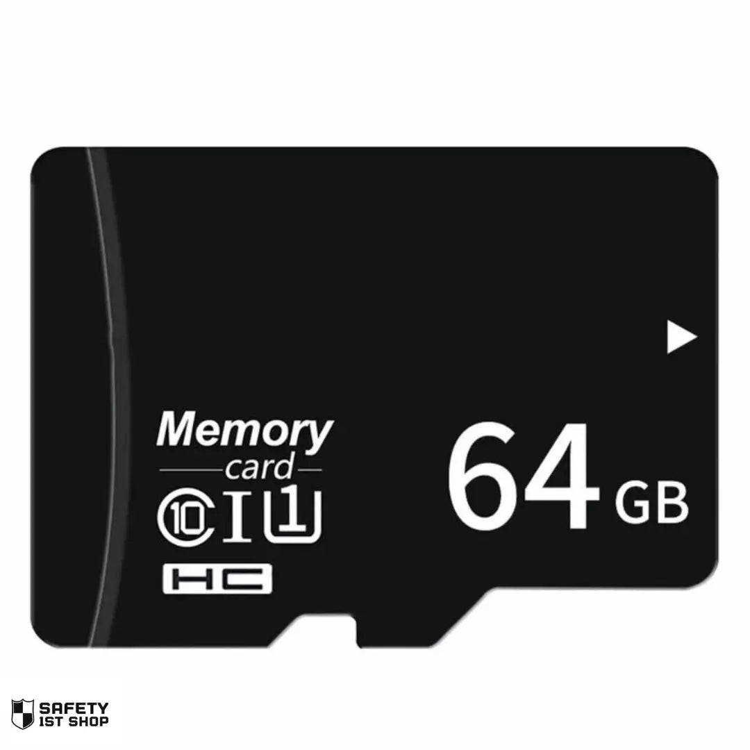 Black 64GB memory card centered on white background, labeled 'Memory Card HC - 64GB'.