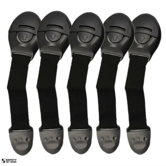 Set of 5 black baby drawer locks for child safety - premium cabinet latch solution