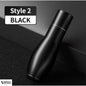 Vertical display of sleek black emergency car hammer on matte black surface – alternative stylish version