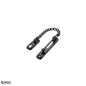 Sleek black stainless steel chain lock for door security, displayed on a minimalist white background