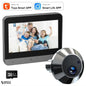 door viewer with 128GB memory card and smart screen on white background displaying happy family.