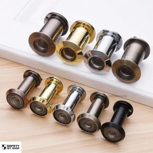 Elegant door viewer lineup in five colors – stacked on beige-white background