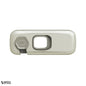 Single grey child safety lock on white background – minimalist product photo for babyproofing solution