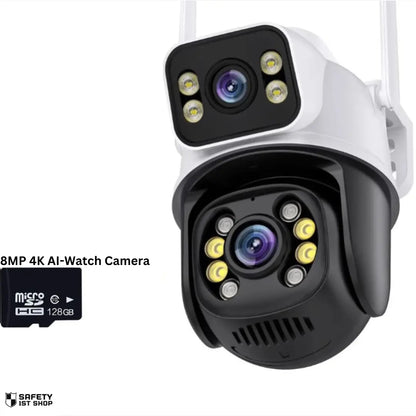 8MP surveillance camera with 128GB storage option, offering extended local memory for seamless video monitoring and playback.