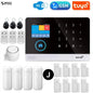 Advanced smart home security system with four motion detectors, eight door sensors, three remote controllers, and three RFID tags – ideal for families or shared spaces, featuring WiFi, GSM, and Tuya compatibility.
