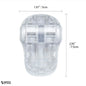 Oven safety lock in transparent white version with size dimensions shown on white background – product detail overview