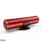 Red emergency car hammer displayed on black stand against white background – premium product presentation