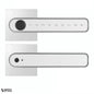 Silver smart lock front view on white background
