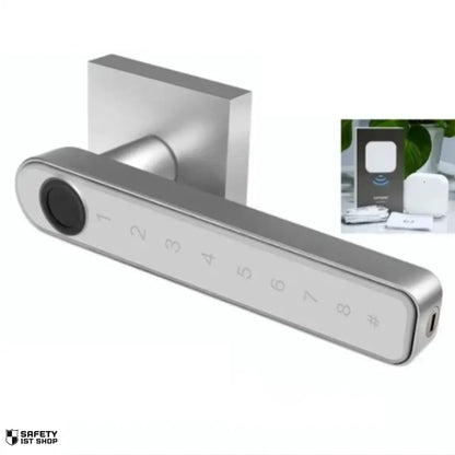 Silver ttlock hub smart lock with highlighted accessory box