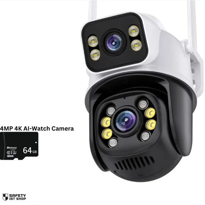Smart surveillance camera in 4MP resolution including 64GB SD card, ideal for onboard video storage and plug-and-play installation