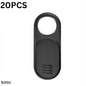 Bulk pack of twenty black webcam privacy covers on white background – maximum privacy solution