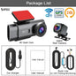 Complete WiFi GPS surveillance set with ultra-clear dash cam, rear camera, car charger, user manual, and hardwire kit for 24h parking monitoring