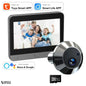 wifi peephole viewer with 32GB memory card and alexa google home compatibility on white background.